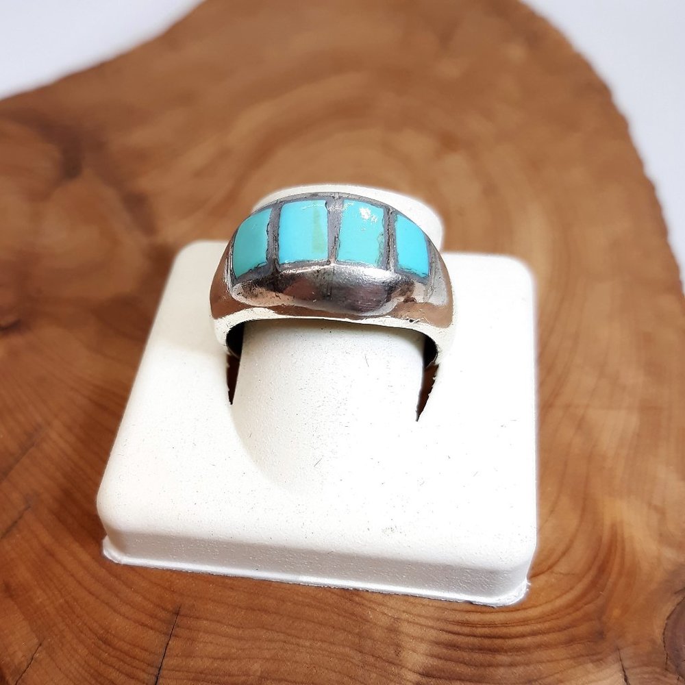 TURQUOISE RING, VINTAGE STERLING, FROM GALLUP, NEW MEXICO